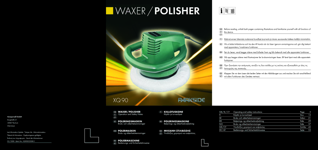 Kompernass XQ 90 manual Waxer / polisher 